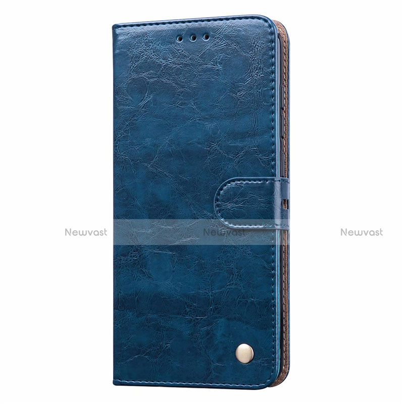 Leather Case Stands Flip Cover T08 Holder for Xiaomi Redmi Note 9 Blue