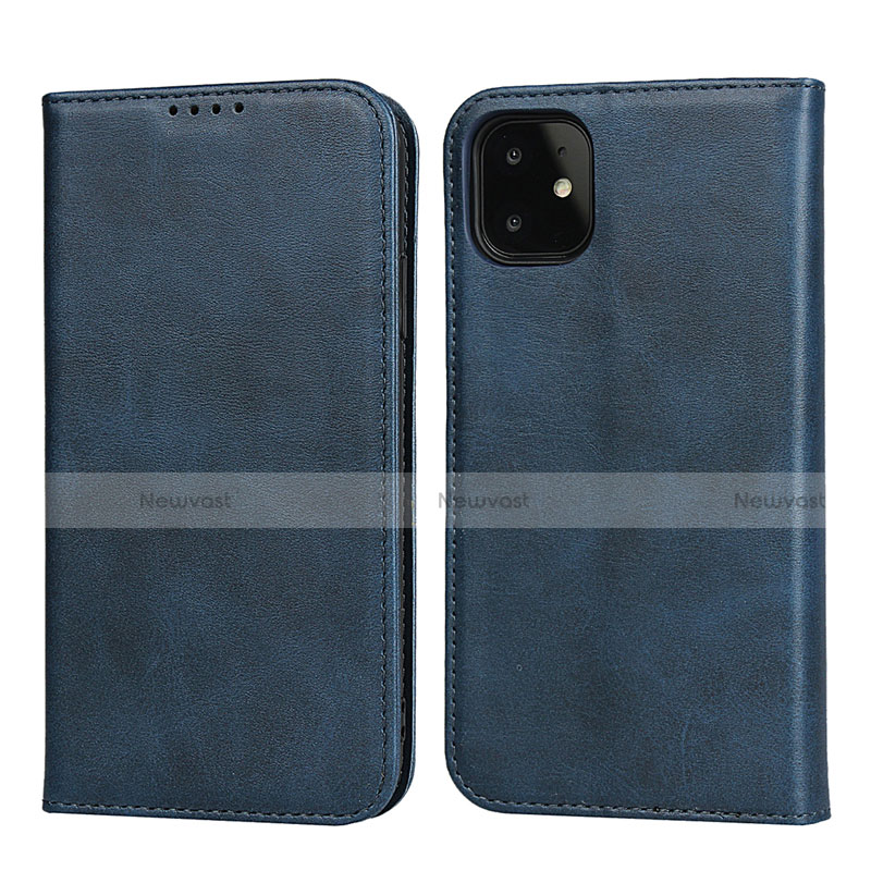 Leather Case Stands Flip Cover T09 Holder for Apple iPhone 11 Blue