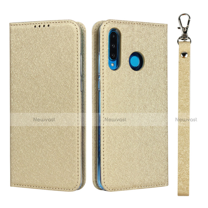 Leather Case Stands Flip Cover T09 Holder for Huawei Nova 4e Gold