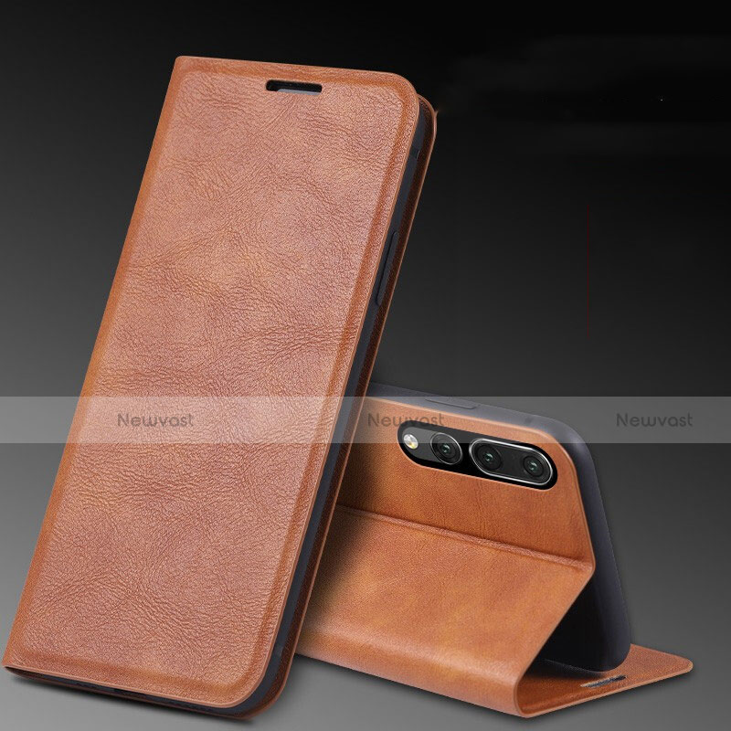 Leather Case Stands Flip Cover T09 Holder for Huawei P20 Pro Brown