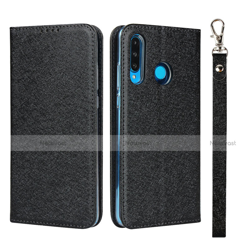 Leather Case Stands Flip Cover T09 Holder for Huawei P30 Lite New Edition Black