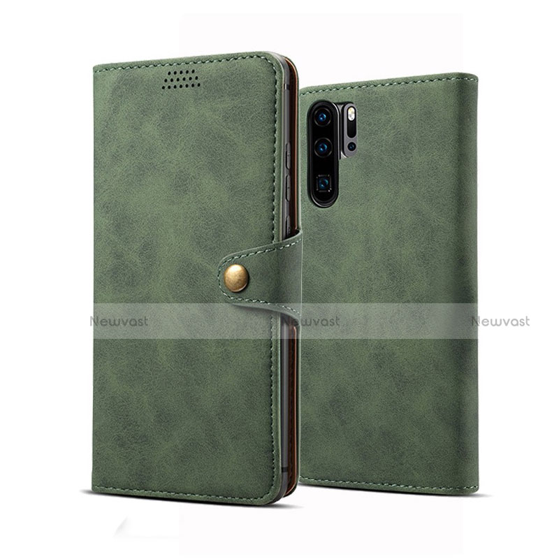 Leather Case Stands Flip Cover T09 Holder for Huawei P30 Pro Green