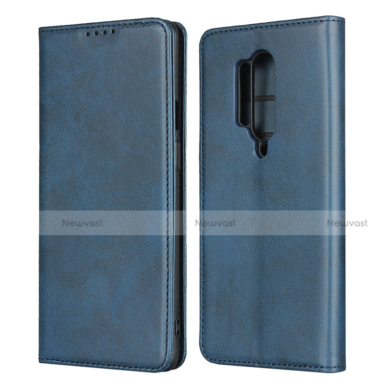 Leather Case Stands Flip Cover T09 Holder for OnePlus 8 Pro Blue