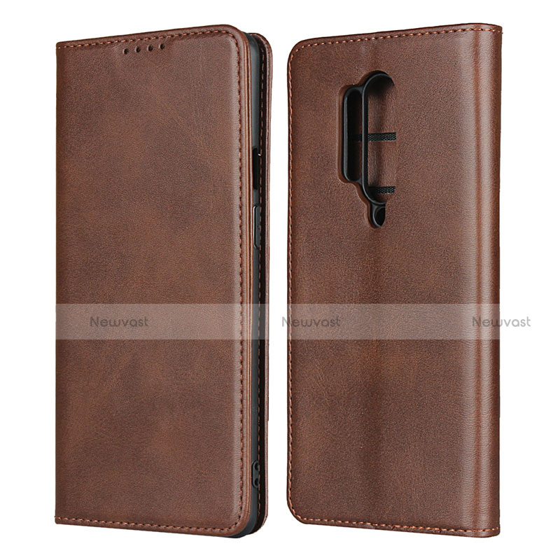 Leather Case Stands Flip Cover T09 Holder for OnePlus 8 Pro Brown