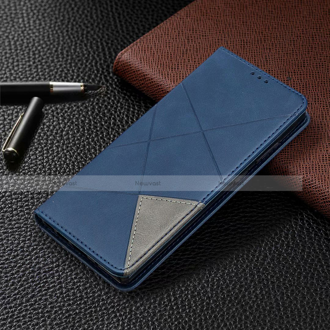 Leather Case Stands Flip Cover T09 Holder for Samsung Galaxy Note 20 5G Blue