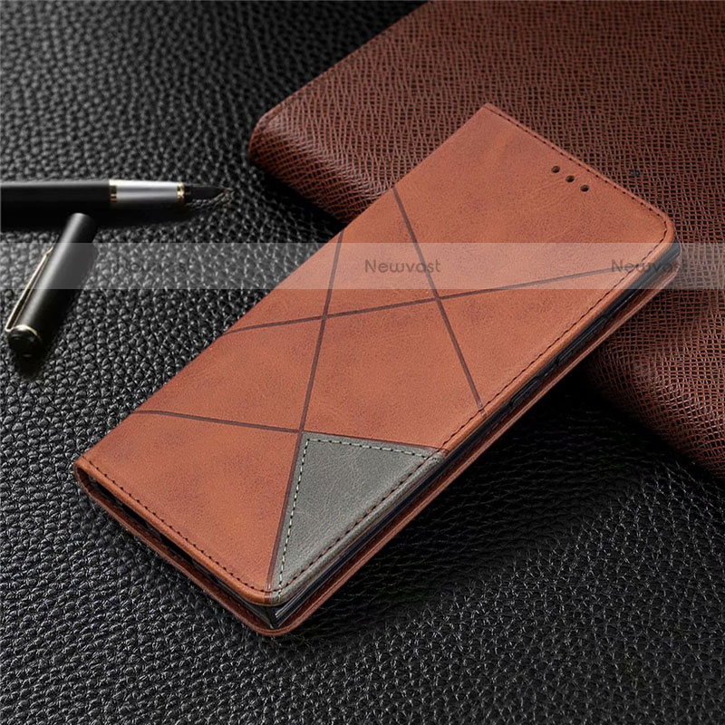 Leather Case Stands Flip Cover T09 Holder for Samsung Galaxy Note 20 Ultra 5G Brown