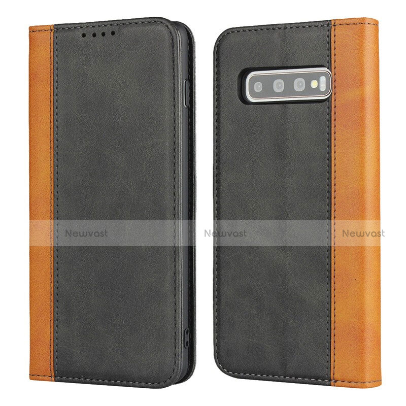 Leather Case Stands Flip Cover T09 Holder for Samsung Galaxy S10 5G Black