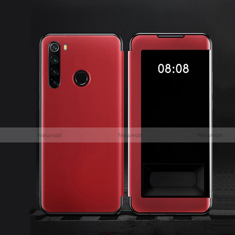 Leather Case Stands Flip Cover T09 Holder for Xiaomi Redmi Note 8 Red
