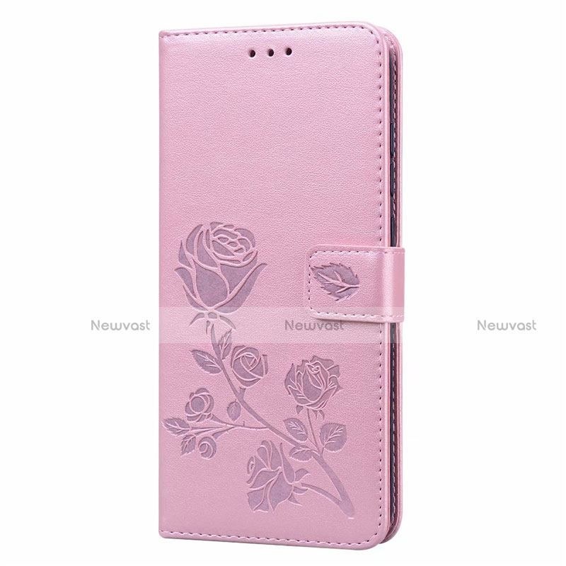 Leather Case Stands Flip Cover T09 Holder for Xiaomi Redmi Note 9 Pink