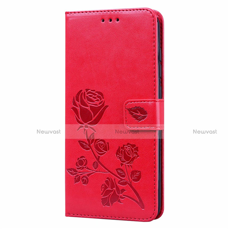 Leather Case Stands Flip Cover T09 Holder for Xiaomi Redmi Note 9 Red