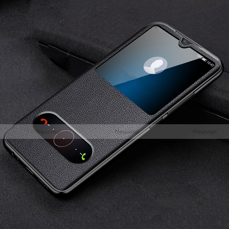 Leather Case Stands Flip Cover T10 Holder for Huawei Honor 20 Lite Black