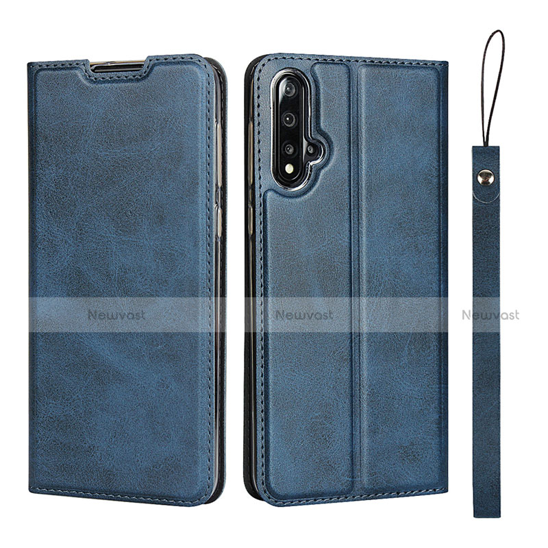Leather Case Stands Flip Cover T10 Holder for Huawei Nova 5 Blue