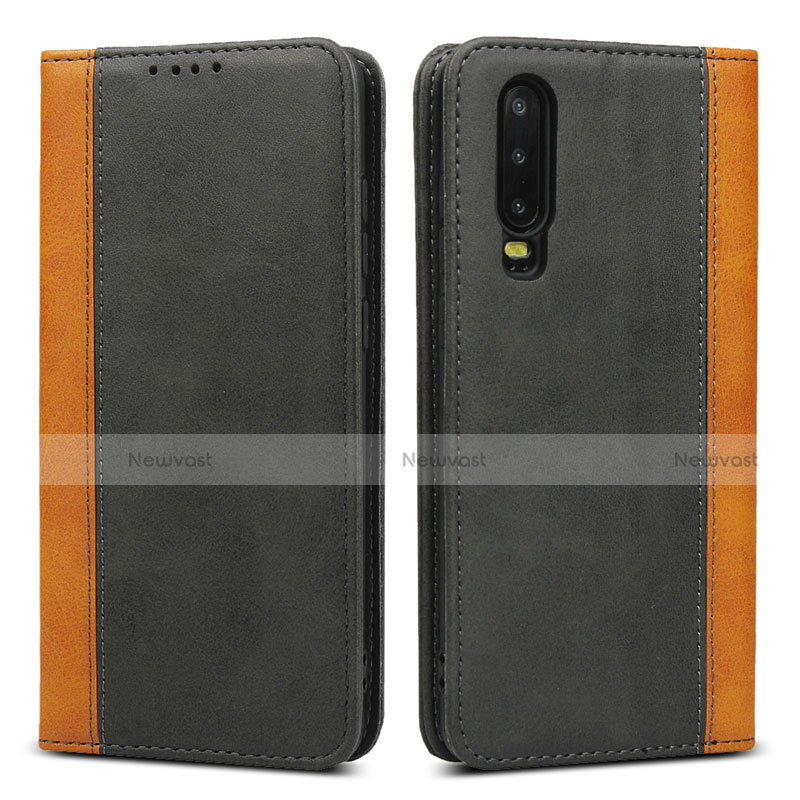 Leather Case Stands Flip Cover T10 Holder for Huawei P30 Black