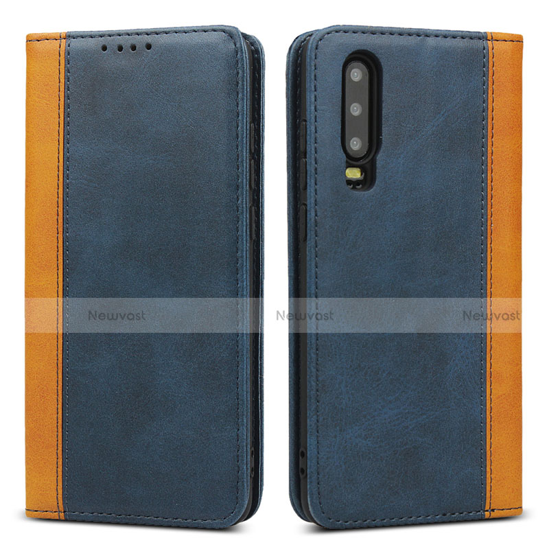 Leather Case Stands Flip Cover T10 Holder for Huawei P30 Blue