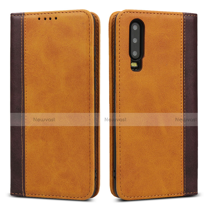 Leather Case Stands Flip Cover T10 Holder for Huawei P30 Orange