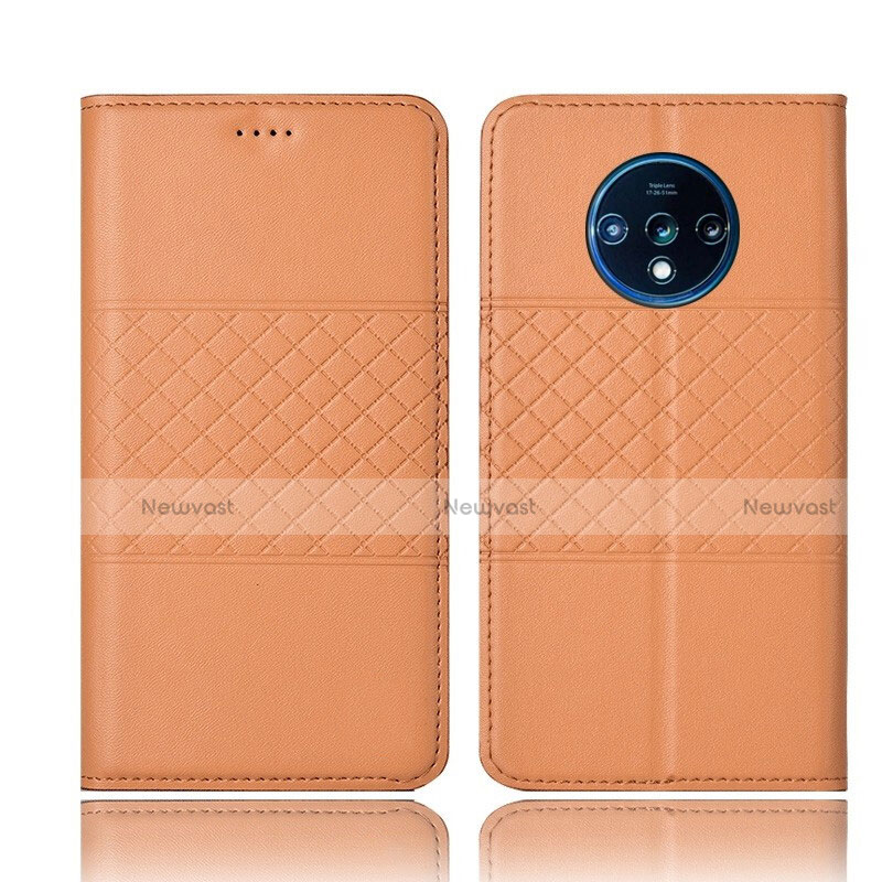 Leather Case Stands Flip Cover T10 Holder for OnePlus 7T Orange