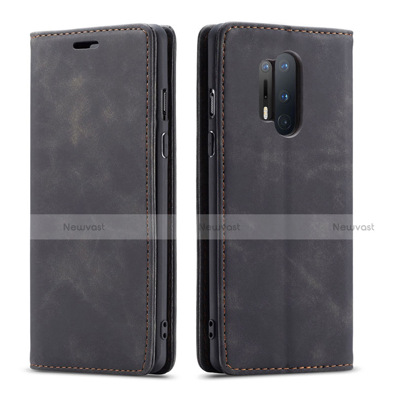 Leather Case Stands Flip Cover T10 Holder for OnePlus 8 Pro Black