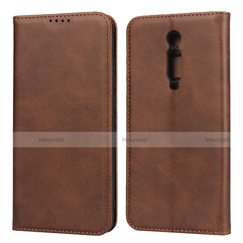 Leather Case Stands Flip Cover T10 Holder for Xiaomi Mi 9T Brown