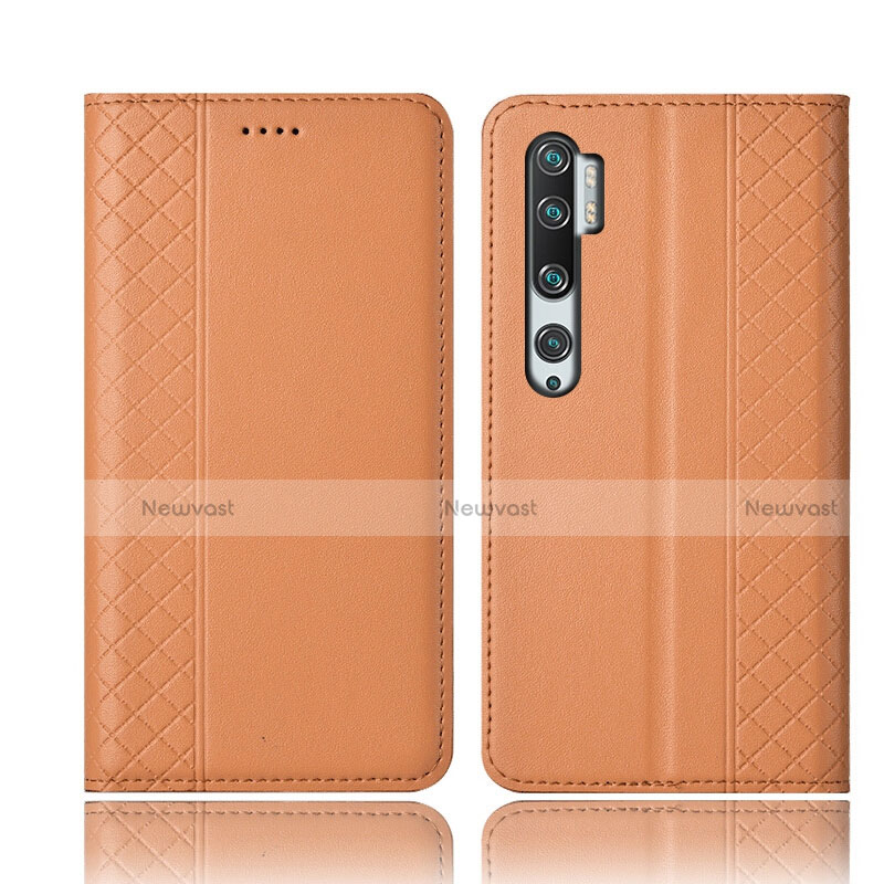 Leather Case Stands Flip Cover T10 Holder for Xiaomi Mi Note 10 Pro Orange