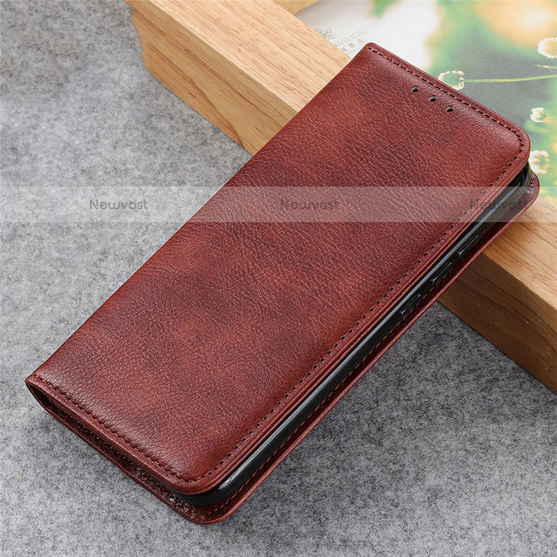 Leather Case Stands Flip Cover T10 Holder for Xiaomi Poco M3 Brown
