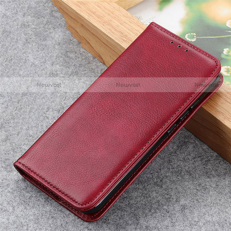 Leather Case Stands Flip Cover T10 Holder for Xiaomi Poco M3 Red Wine