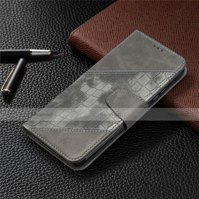 Leather Case Stands Flip Cover T10 Holder for Xiaomi Redmi 9A Gray