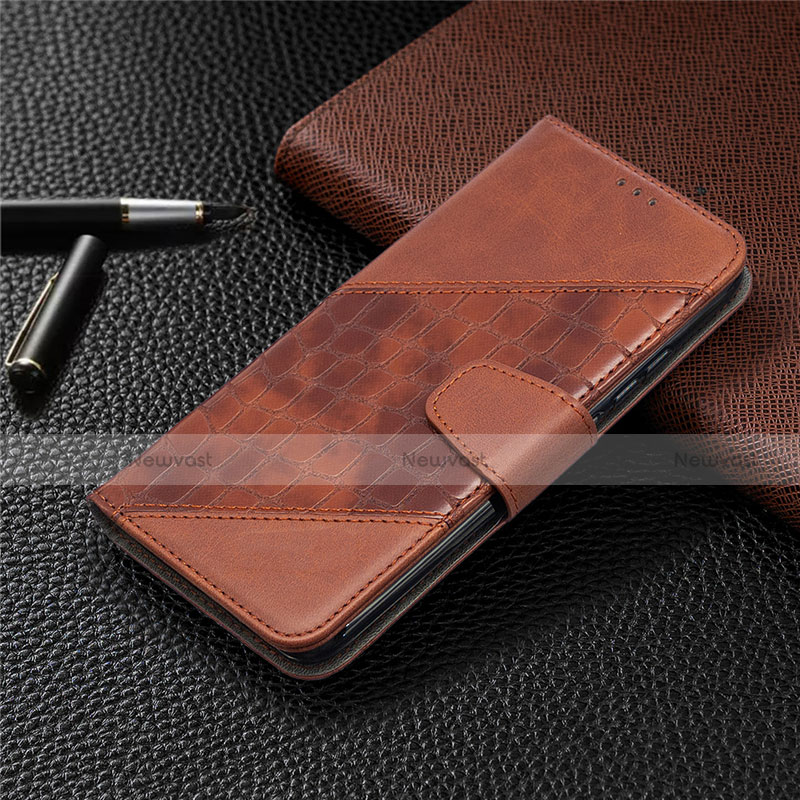 Leather Case Stands Flip Cover T10 Holder for Xiaomi Redmi 9AT Brown