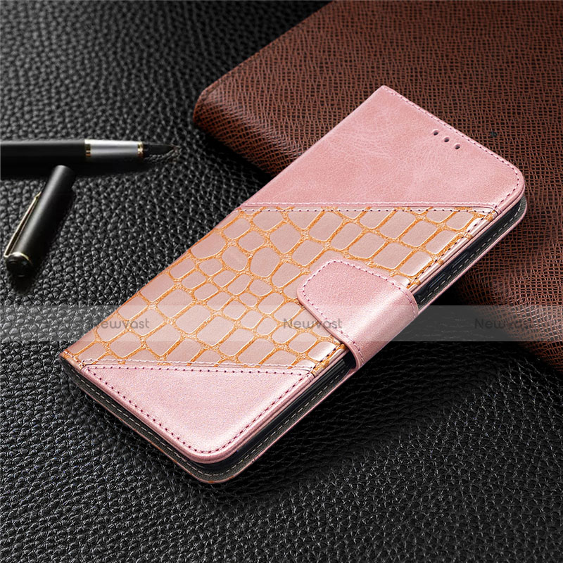 Leather Case Stands Flip Cover T10 Holder for Xiaomi Redmi 9AT Rose Gold