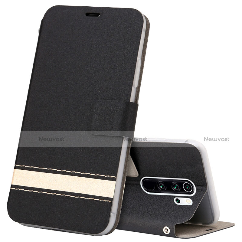 Leather Case Stands Flip Cover T10 Holder for Xiaomi Redmi Note 8 Pro Black