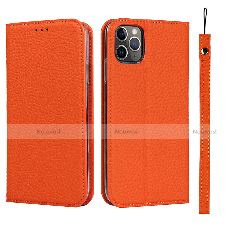 Leather Case Stands Flip Cover T11 Holder for Apple iPhone 11 Pro Orange