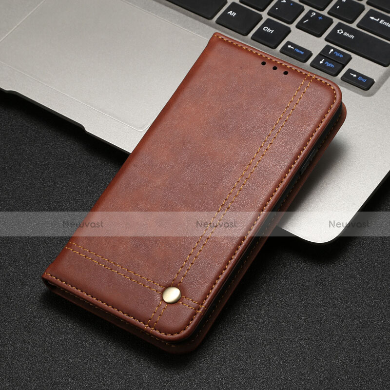 Leather Case Stands Flip Cover T11 Holder for Xiaomi Mi Note 10 Brown