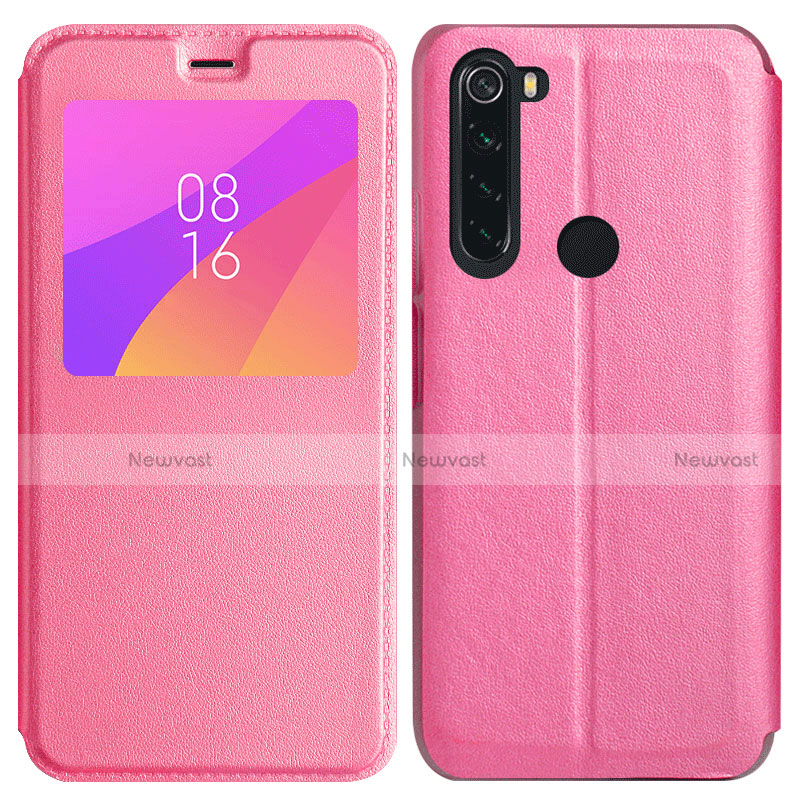 Leather Case Stands Flip Cover T11 Holder for Xiaomi Redmi Note 8 Pink