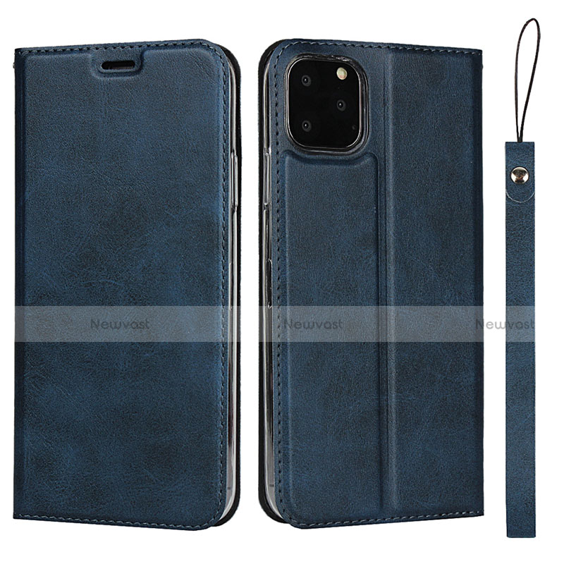 Leather Case Stands Flip Cover T12 Holder for Apple iPhone 11 Pro Max Blue