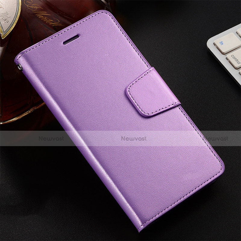 Leather Case Stands Flip Cover T12 Holder for Huawei Honor 20 Lite Purple