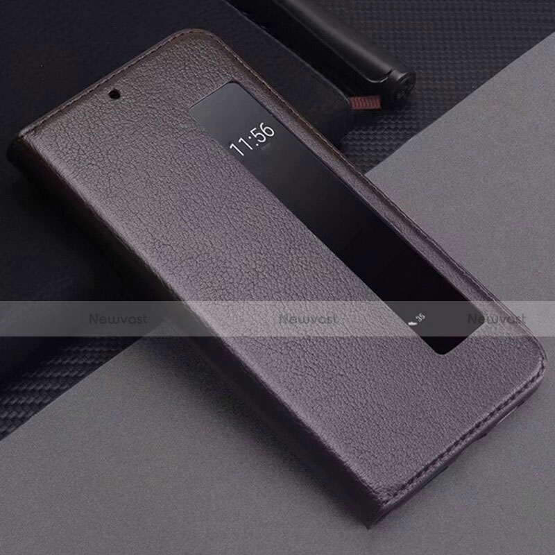 Leather Case Stands Flip Cover T12 Holder for Huawei P20 Pro Brown