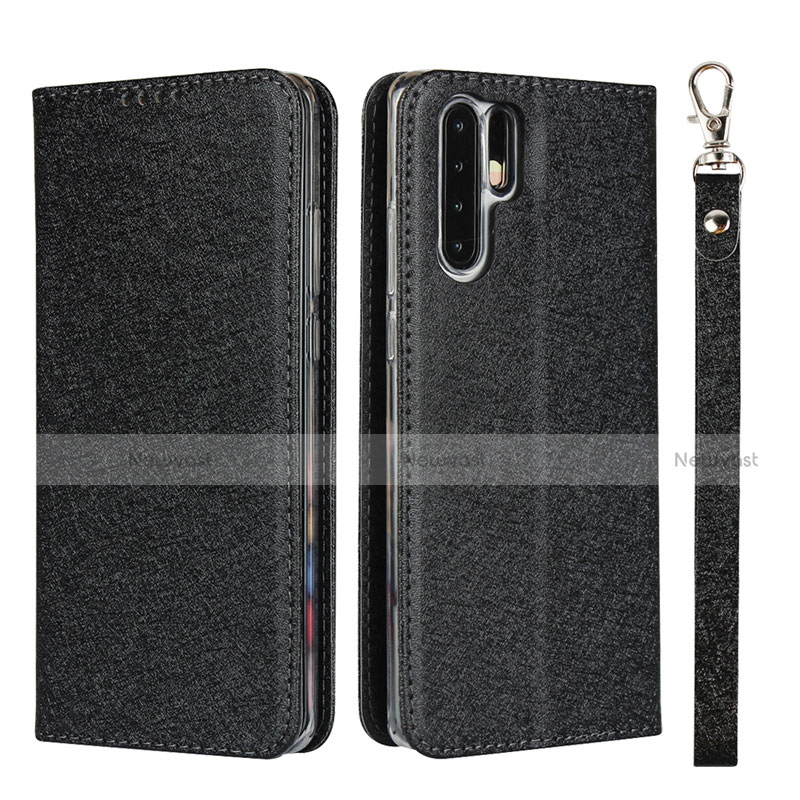Leather Case Stands Flip Cover T12 Holder for Huawei P30 Pro Black