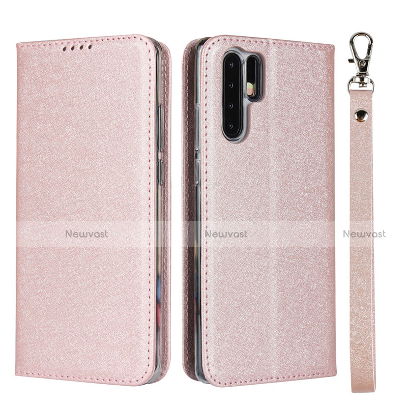 Leather Case Stands Flip Cover T12 Holder for Huawei P30 Pro New Edition Rose Gold