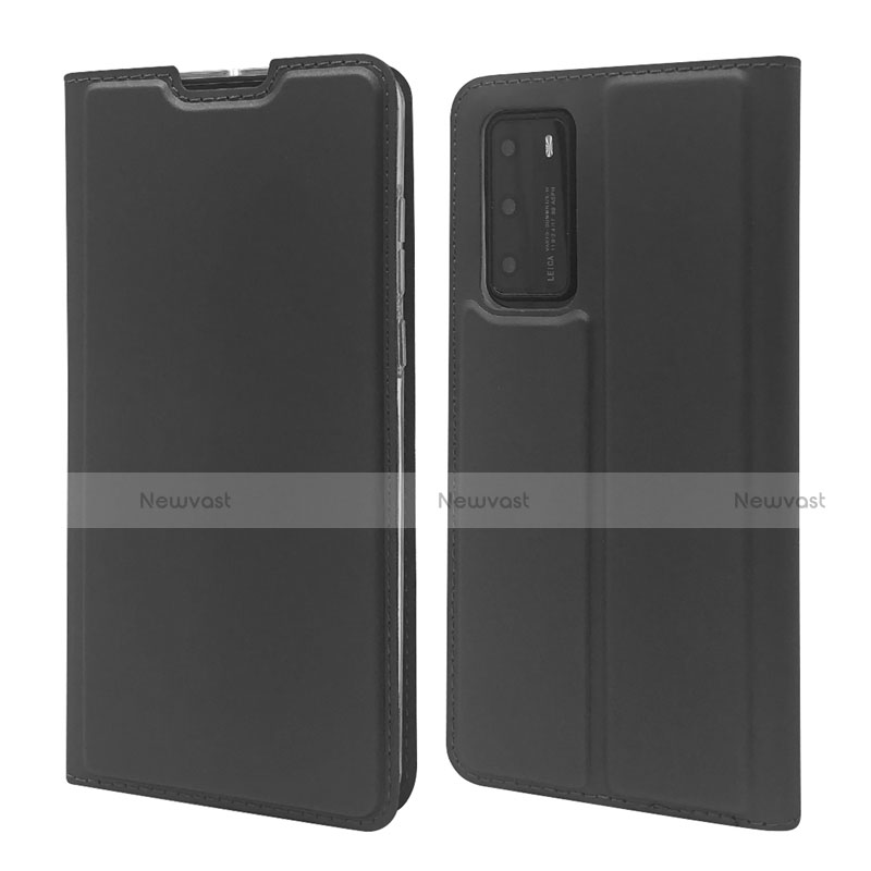 Leather Case Stands Flip Cover T12 Holder for Huawei P40 Black