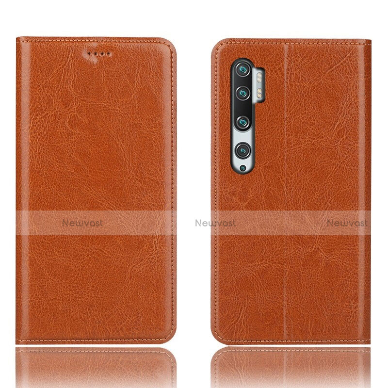 Leather Case Stands Flip Cover T12 Holder for Xiaomi Mi Note 10 Orange