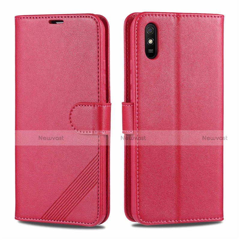 Leather Case Stands Flip Cover T12 Holder for Xiaomi Redmi 9AT Red