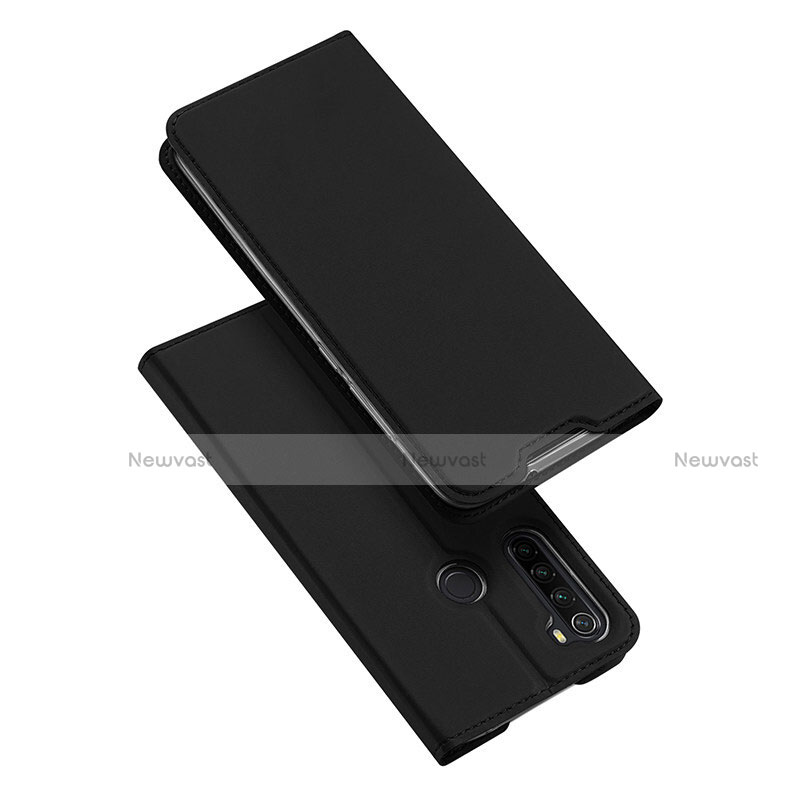 Leather Case Stands Flip Cover T12 Holder for Xiaomi Redmi Note 8 (2021) Black