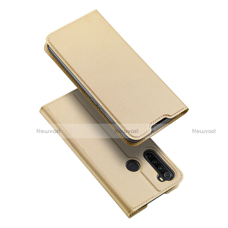 Leather Case Stands Flip Cover T12 Holder for Xiaomi Redmi Note 8 (2021) Gold