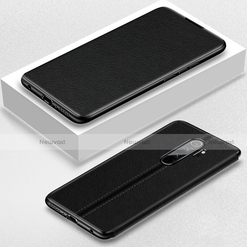 Leather Case Stands Flip Cover T12 Holder for Xiaomi Redmi Note 8 Pro Black