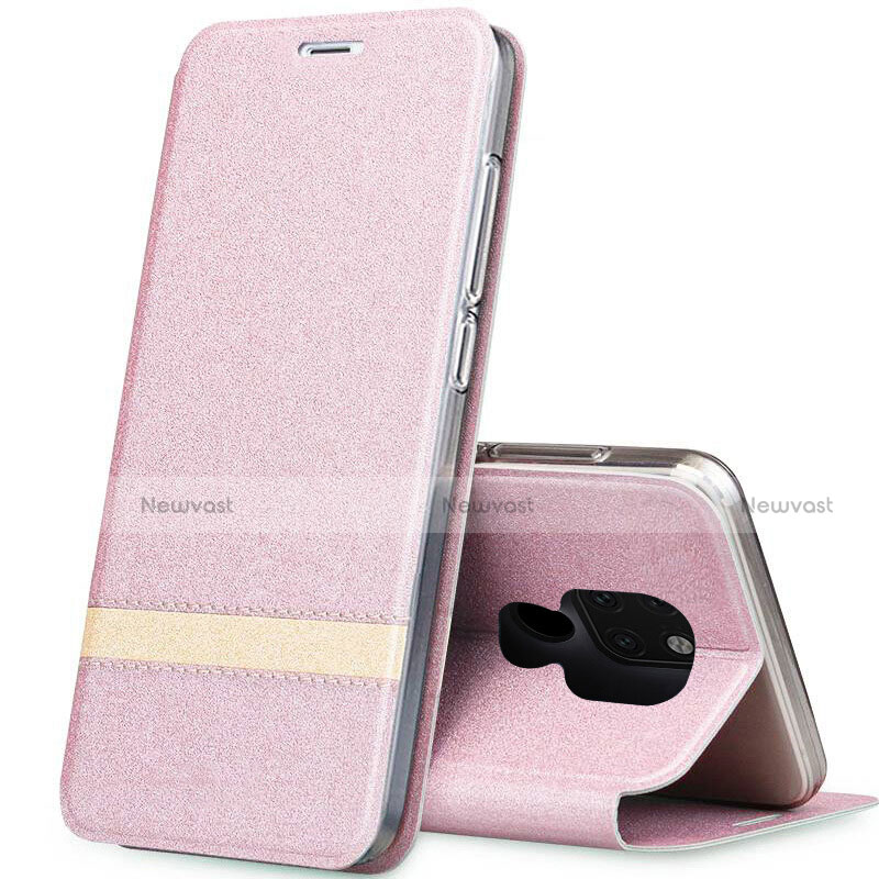 Leather Case Stands Flip Cover T14 Holder for Huawei Mate 20 Pink