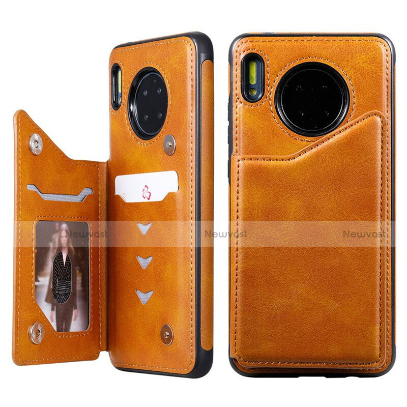 Leather Case Stands Flip Cover T14 Holder for Huawei Mate 30 5G Orange