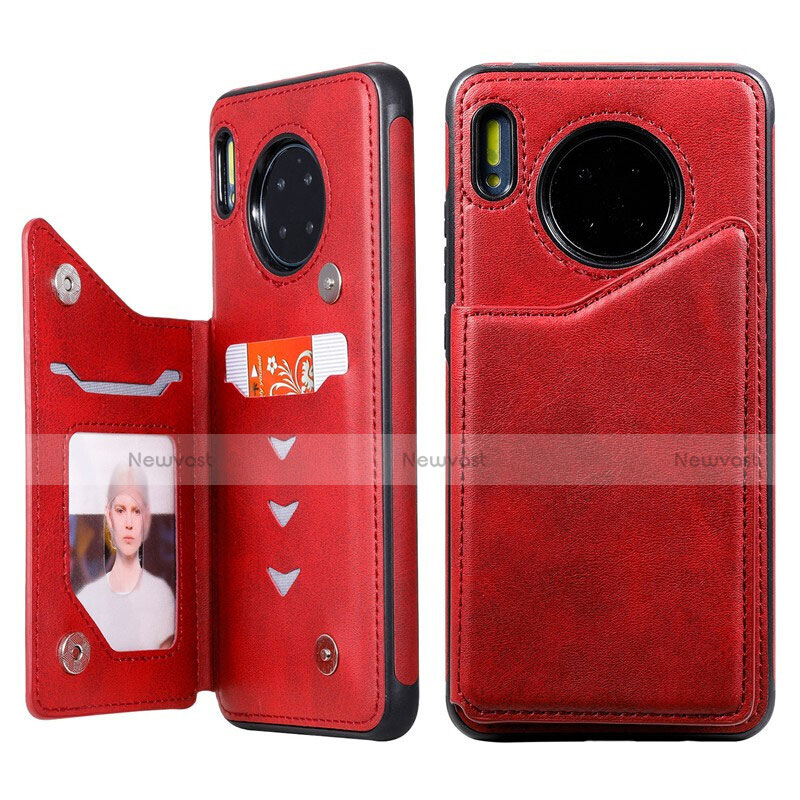 Leather Case Stands Flip Cover T14 Holder for Huawei Mate 30 Pro Red