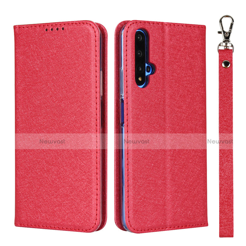 Leather Case Stands Flip Cover T14 Holder for Huawei Nova 5T Red