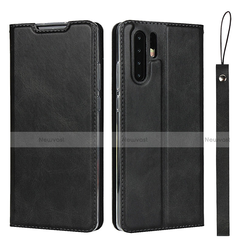 Leather Case Stands Flip Cover T14 Holder for Huawei P30 Pro Black