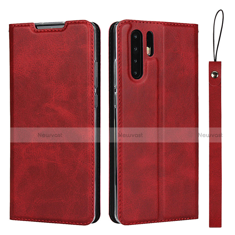 Leather Case Stands Flip Cover T14 Holder for Huawei P30 Pro Red