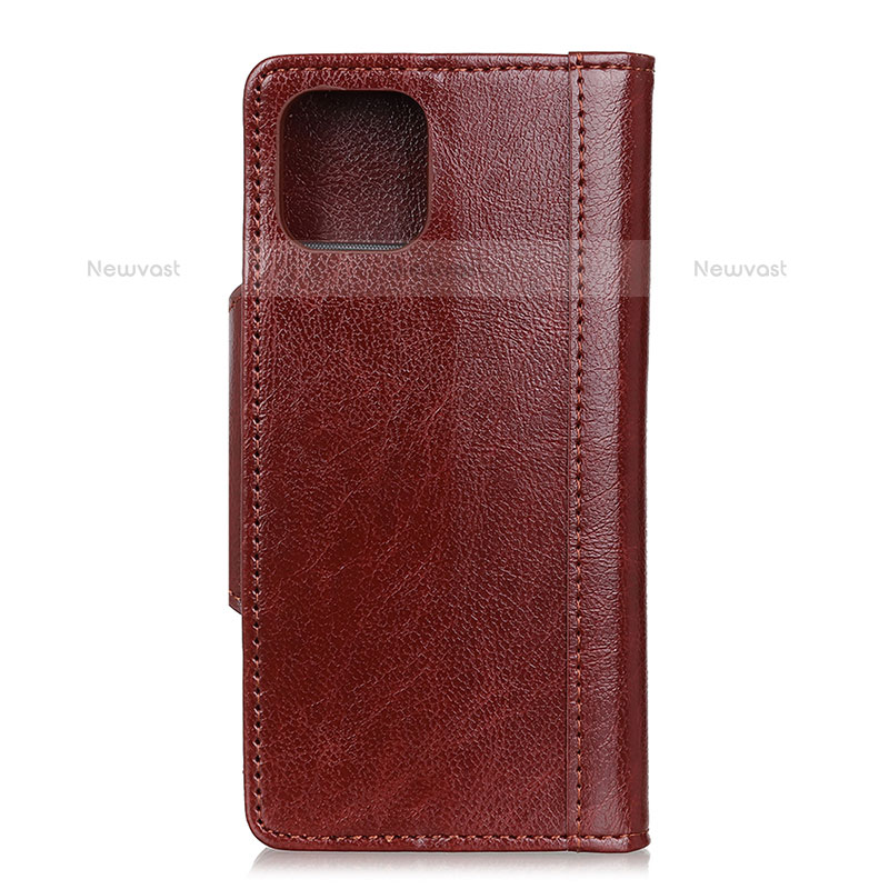 Leather Case Stands Flip Cover T14 Holder for Xiaomi Mi 11 5G Brown